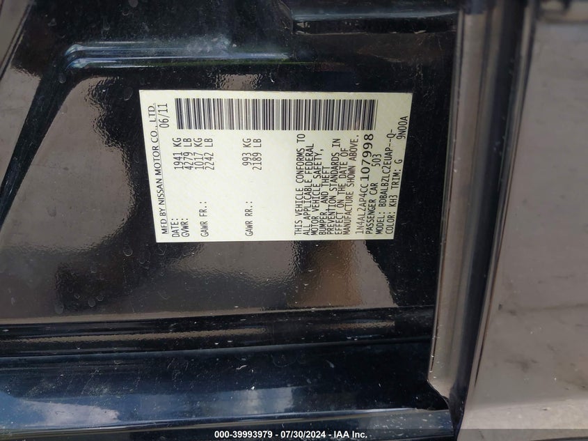 1N4AL2AP4CC107998 2012 Nissan Altima 2.5 S