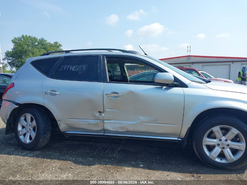 2006 Nissan Murano Sl/Se/S VIN: JN8AZ08W36W526524 Lot: 39994503