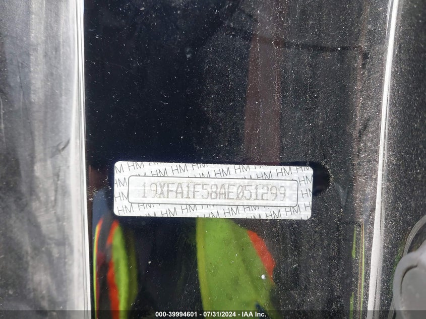 2010 Honda Civic Lx VIN: 19XFA1F58AE051299 Lot: 39994601