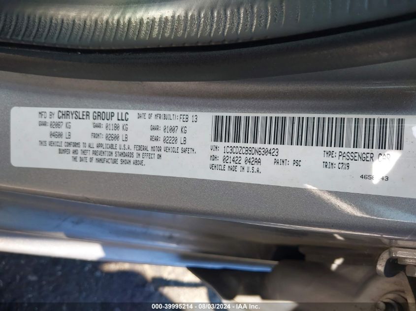 2013 DODGE AVENGER SXT - 1C3CDZCB9DN630423