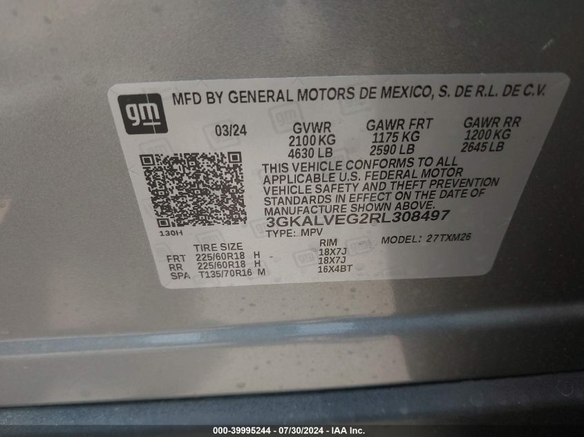 2024 GMC Terrain Awd Slt VIN: 3GKALVEG2RL308497 Lot: 39995244