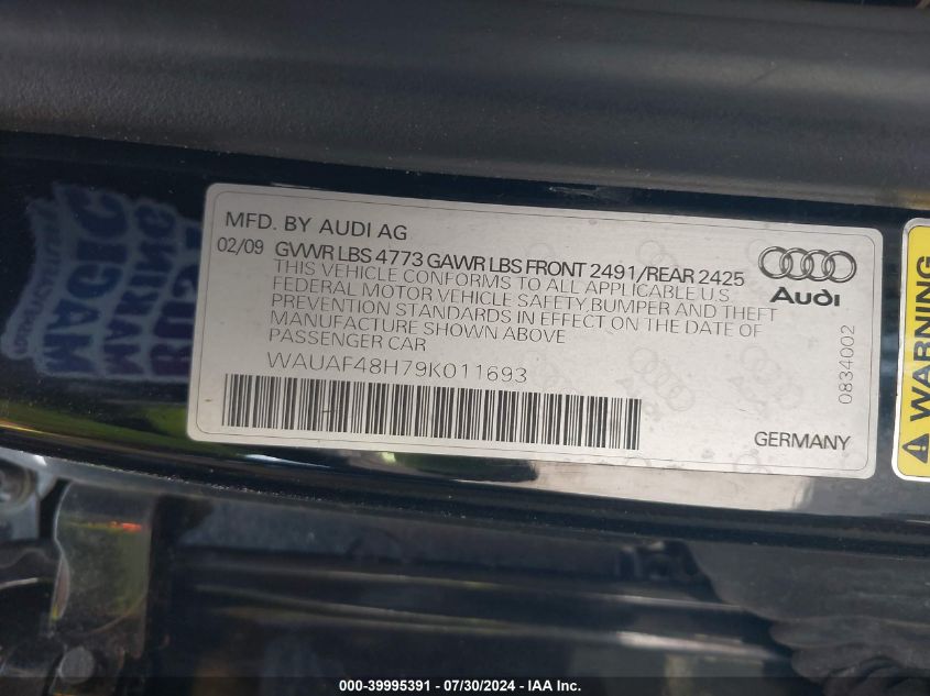 WAUAF48H79K011693 | 2009 AUDI A4