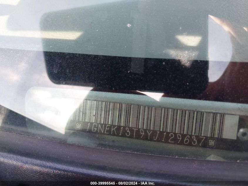 2000 Chevrolet Tahoe All New Lt VIN: 1GNEK13T9YJ129637 Lot: 39995545