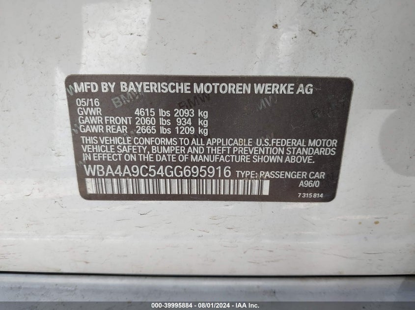 2016 BMW 428I GRAN COUPE - WBA4A9C54GG695916