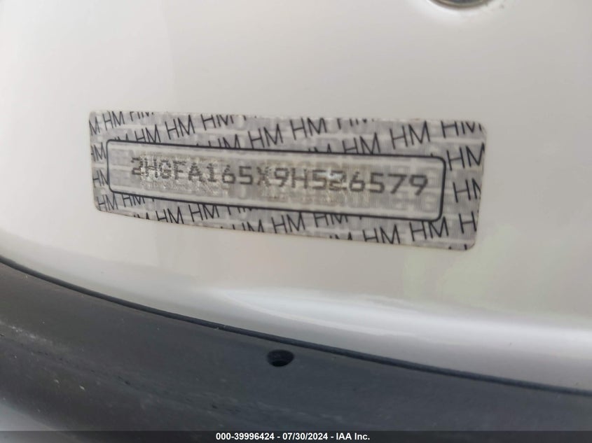 2009 Honda Civic Lx VIN: 2HGFA165X9H526579 Lot: 39996424