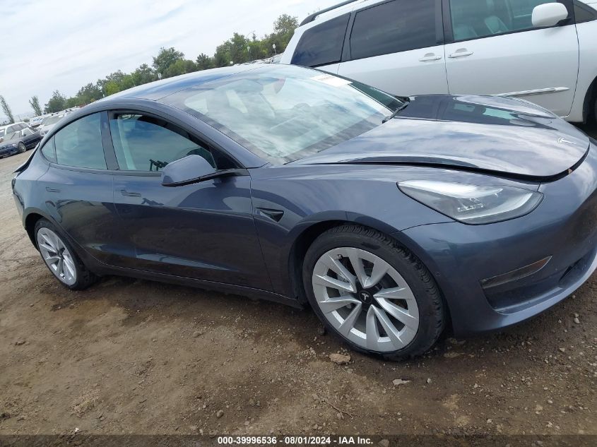 2022 Tesla Model 3 Long Range Dual Motor All-Wheel Drive VIN: 5YJ3E1EB8NF165480 Lot: 39996536