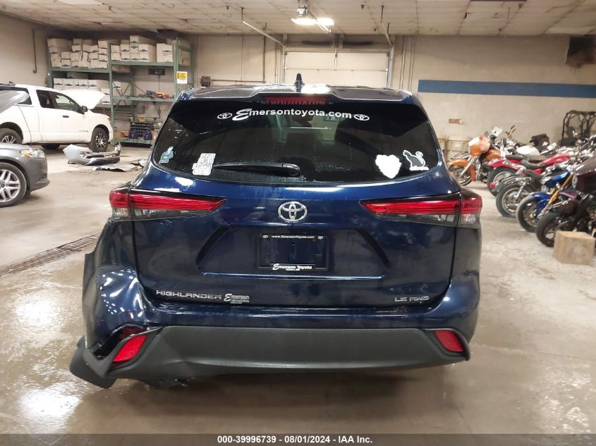 2022 Toyota Highlander Le VIN: 5TDBZRBHXNS580593 Lot: 39996739