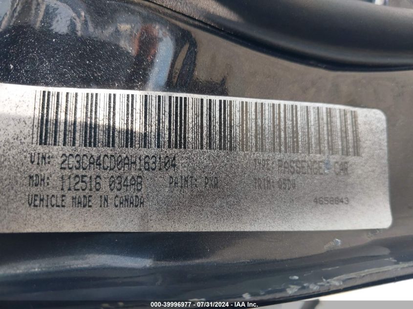 2010 Chrysler 300 Touring VIN: 2C3CA4CD0AH163104 Lot: 39996977