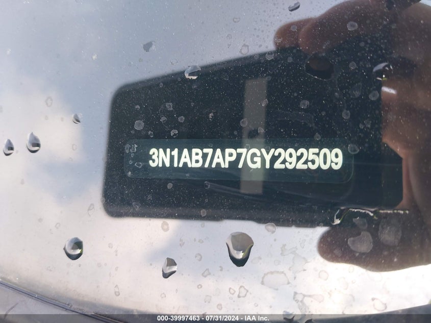 2016 Nissan Sentra Sv VIN: 3N1AB7AP7GY292509 Lot: 39997463