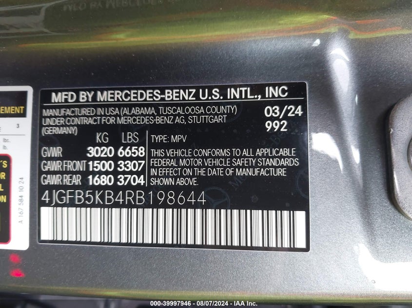 2024 MERCEDES-BENZ GLE 450 4MATIC - 4JGFB5KB4RB198644