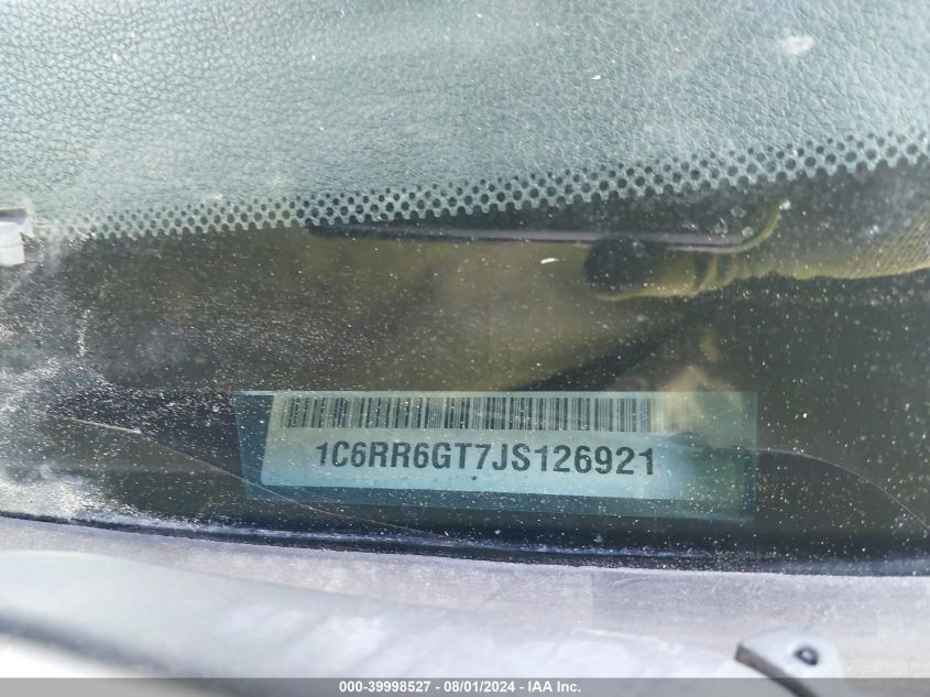 2018 Ram 1500 Slt Quad Cab 4X2 6'4 Box VIN: 1C6RR6GT7JS126921 Lot: 39998527