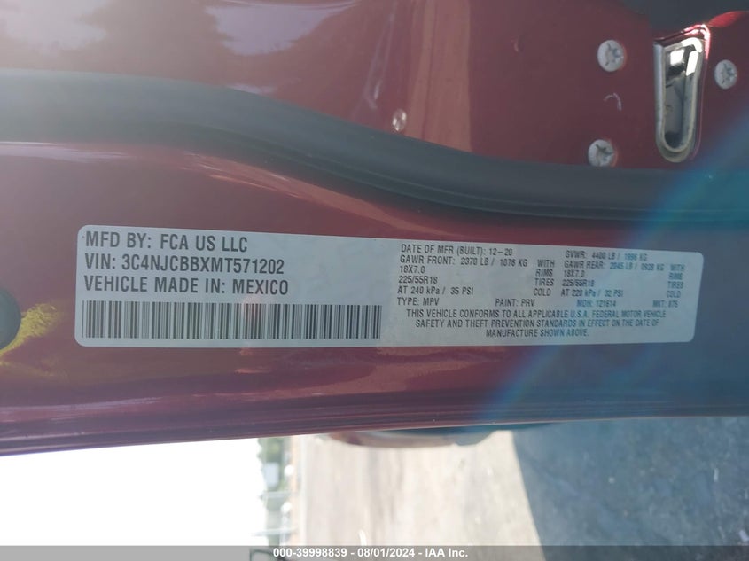 2021 JEEP COMPASS ALTITUDE FWD - 3C4NJCBBXMT571202