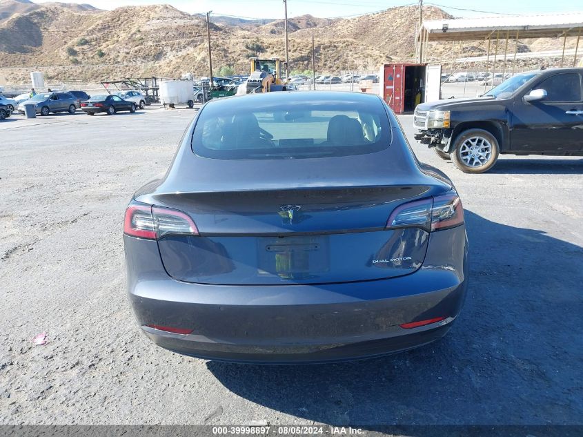 2022 Tesla Model 3 Long Range Dual Motor All-Wheel Drive VIN: 5YJ3E1EB8NF206593 Lot: 39998897