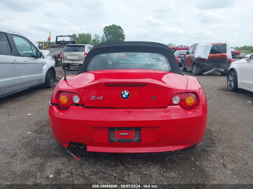 2004 BMW Z4 2.5I VIN: 4USBT33544LR68335 Lot: 39998898