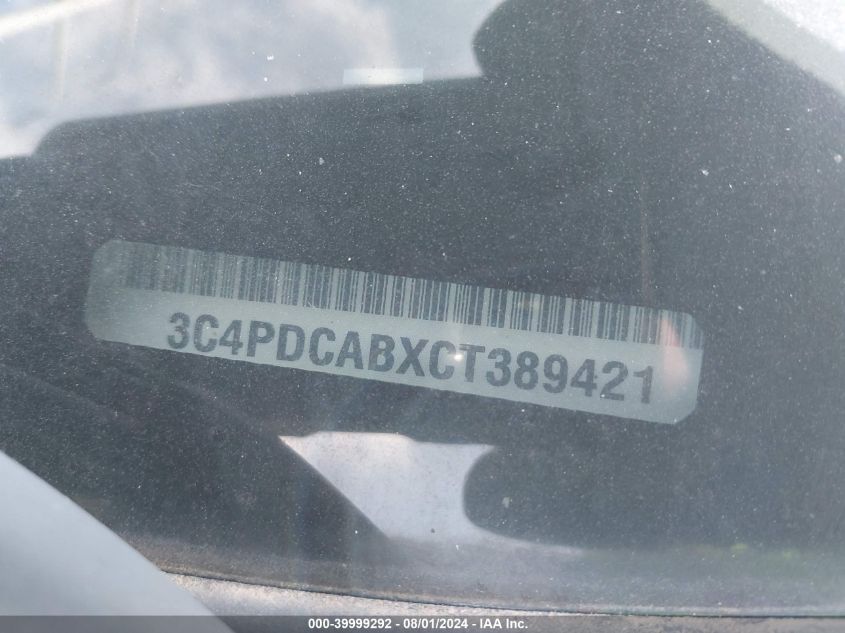 2012 Dodge Journey Se/Avp VIN: 3C4PDCABXCT389421 Lot: 39999292