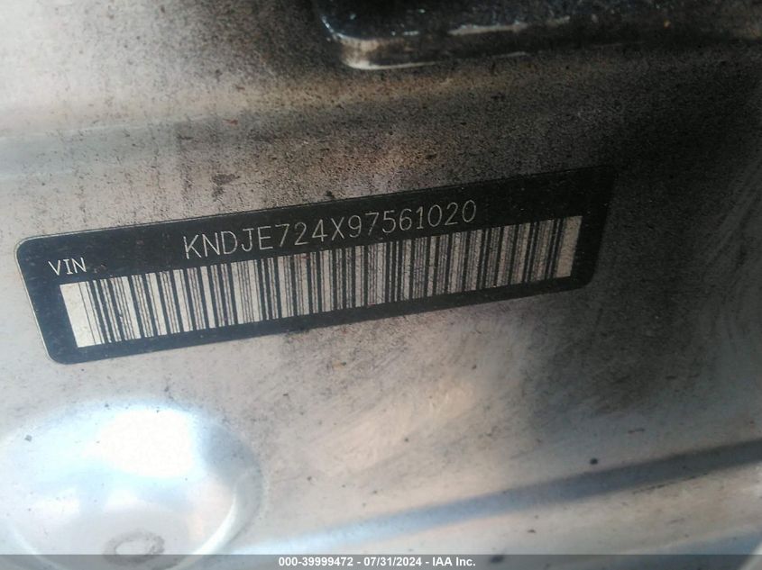 2009 Kia Sportage Lx VIN: KNDJE724X97561020 Lot: 39999472