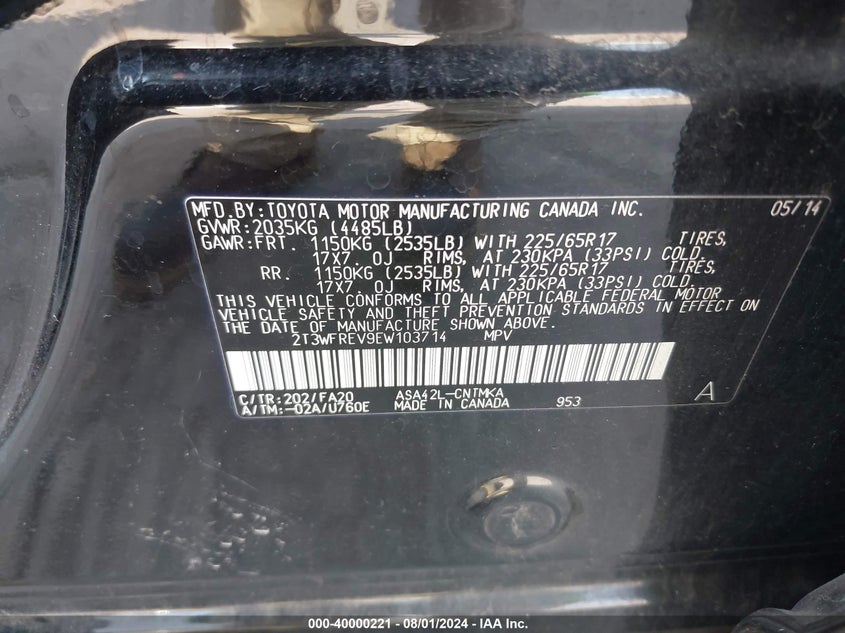 2014 TOYOTA RAV4 XLE - 2T3WFREV9EW103714