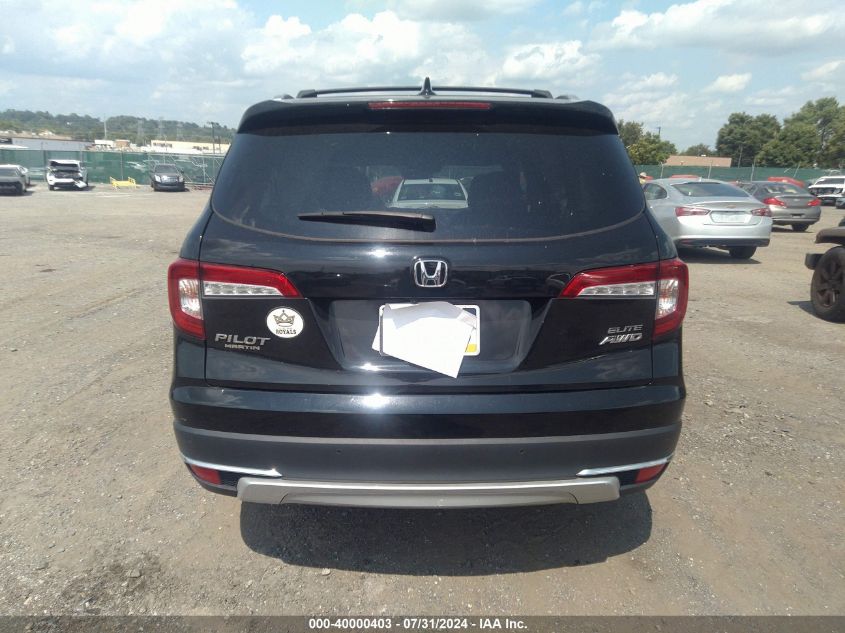 2019 Honda Pilot Elite VIN: 5FNYF6H06KB004339 Lot: 40000403