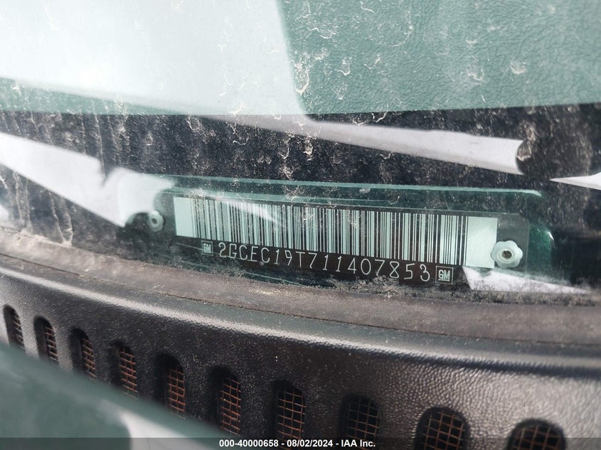 2001 Chevrolet Silverado 1500 Ls VIN: 2GCEC19T711407853 Lot: 40000658