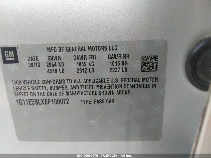 1G11E5SLXEF109072 | 2014 CHEVROLET MALIBU