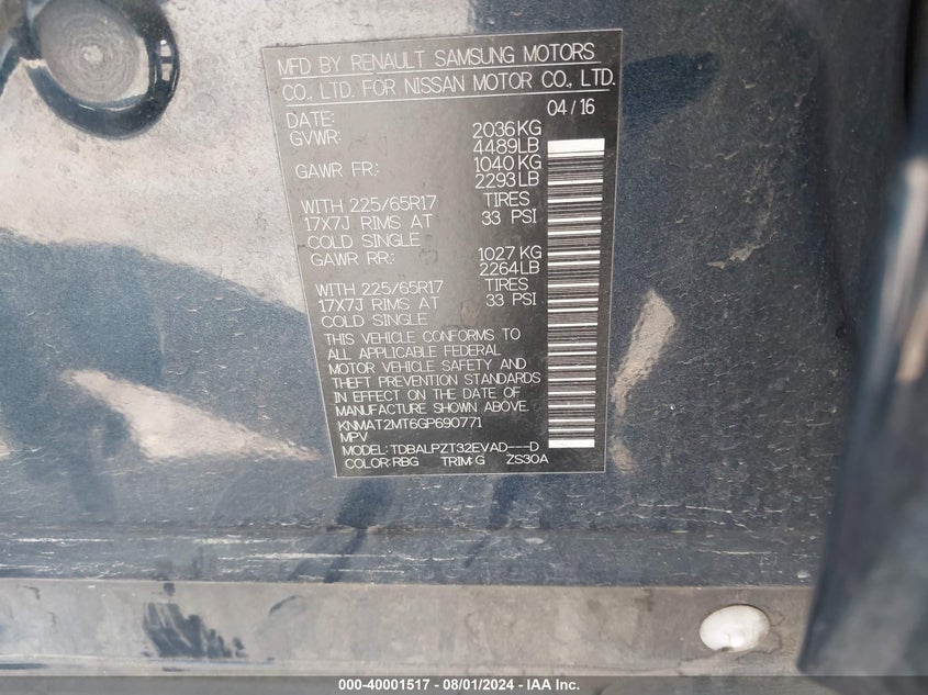 2016 NISSAN ROGUE S - KNMAT2MT6GP690771