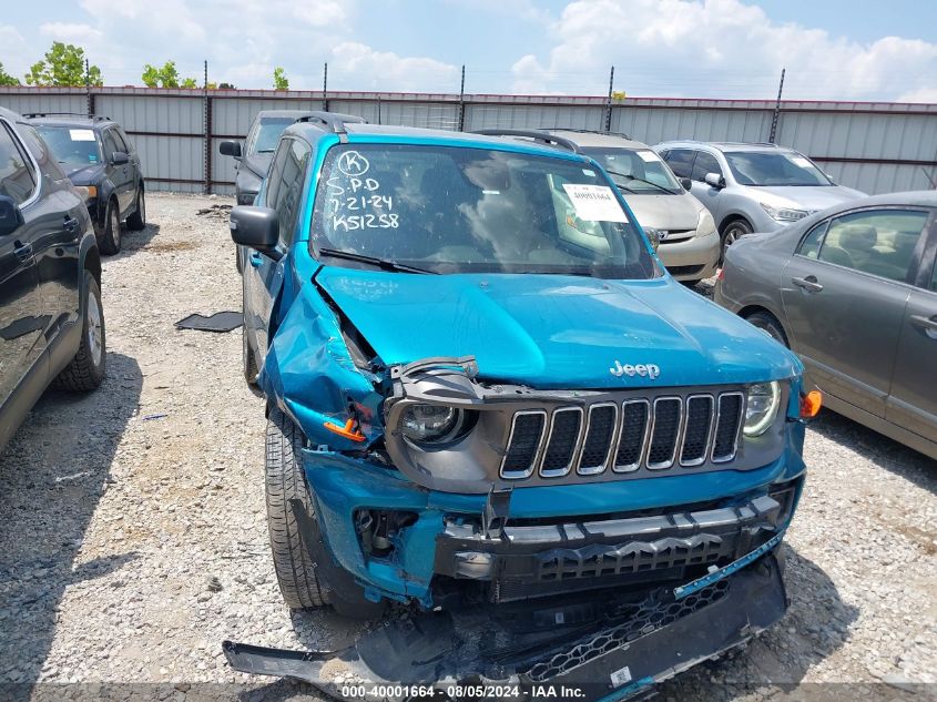 2019 Jeep Renegade Limited Fwd VIN: ZACNJAD11KPK51258 Lot: 40001664