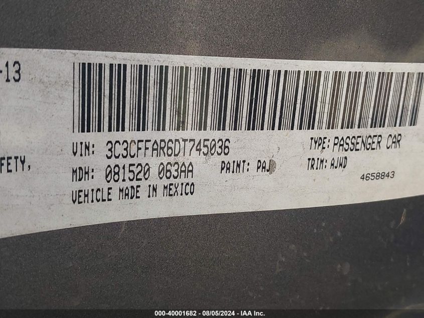 2013 FIAT 500 POP - 3C3CFFAR6DT745036