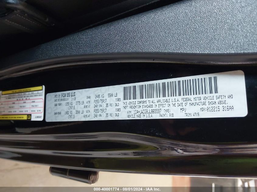 VIN 1C4HJWDG8JL865597 2018 JEEP WRANGLER JK UNLIMITED SPORT S 4X4