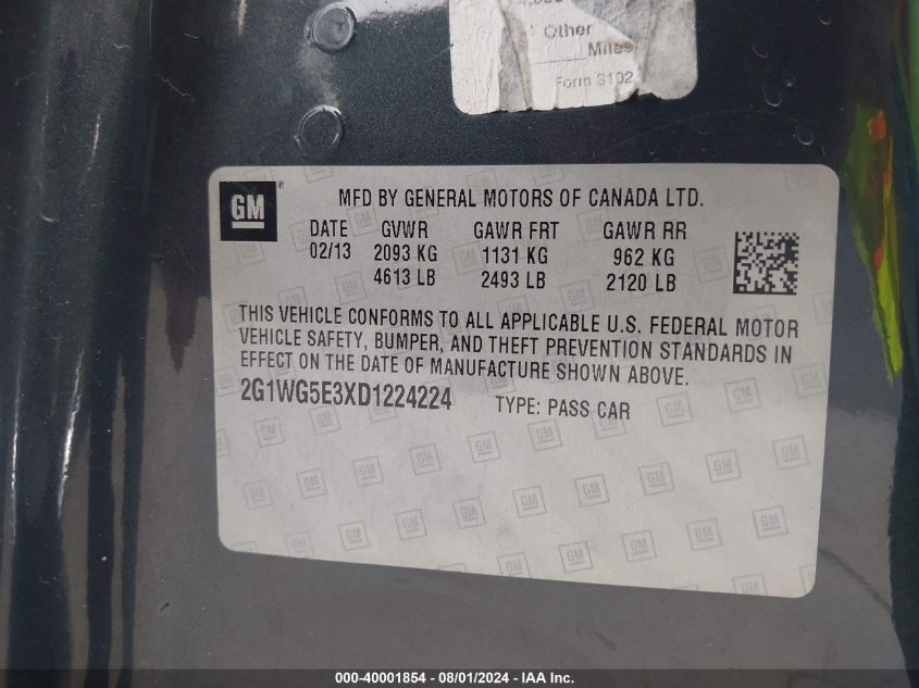 2G1WG5E3XD1224224 2013 Chevrolet Impala Lt