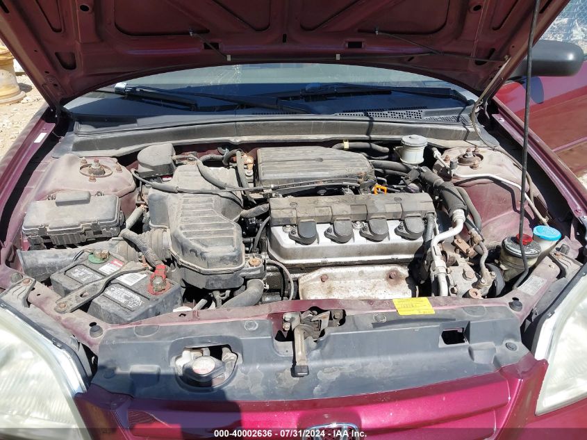 2003 Honda Civic Lx VIN: 1HGES16563L030505 Lot: 40002636