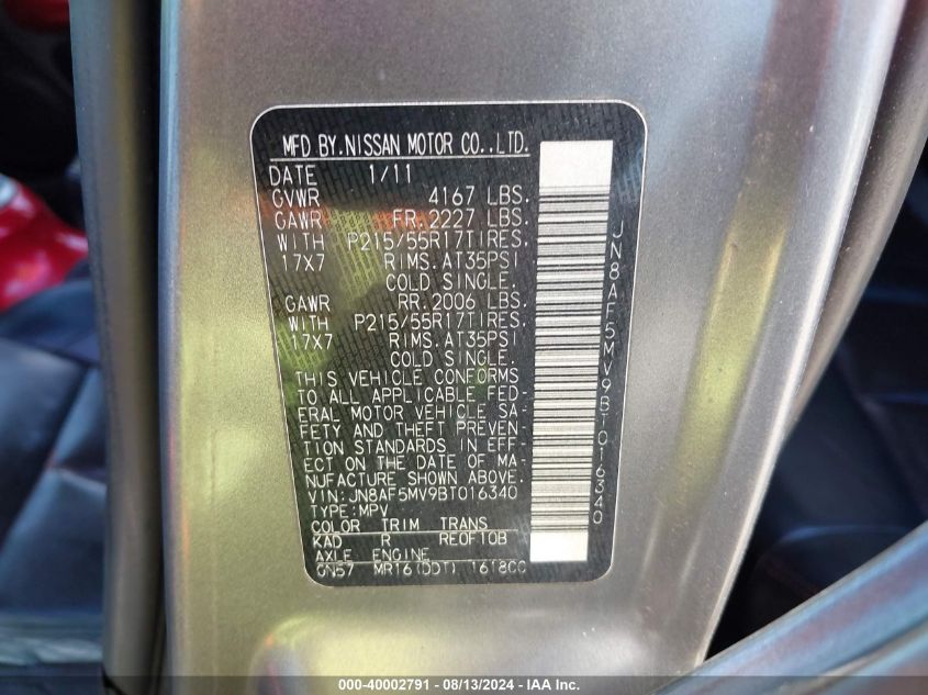 JN8AF5MV9BT016340 2011 Nissan Juke Sl