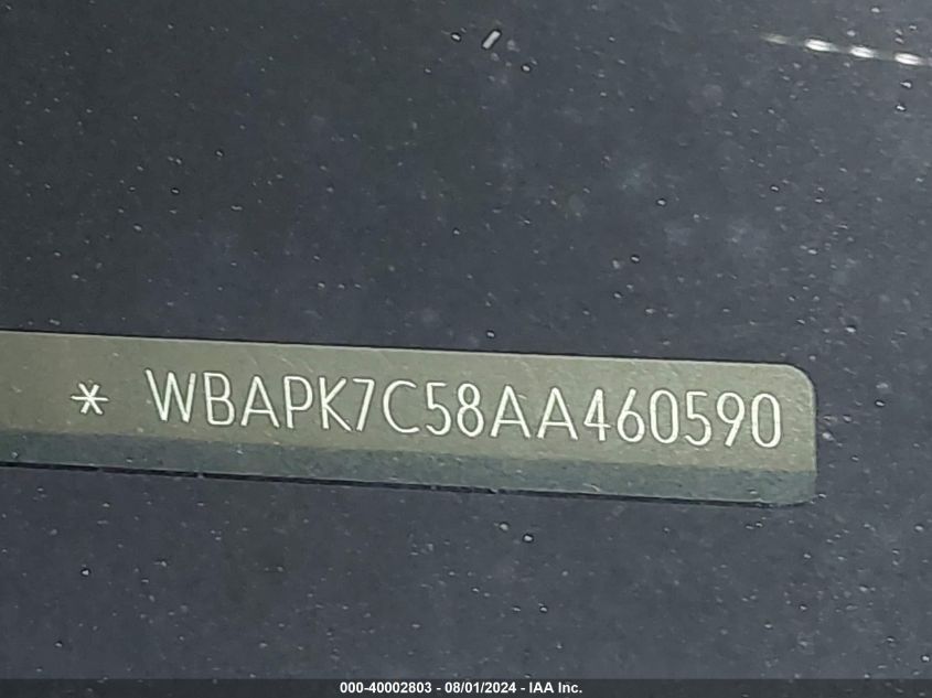 2010 BMW 328 Xi VIN: WBAPK7C58AA460590 Lot: 40002803