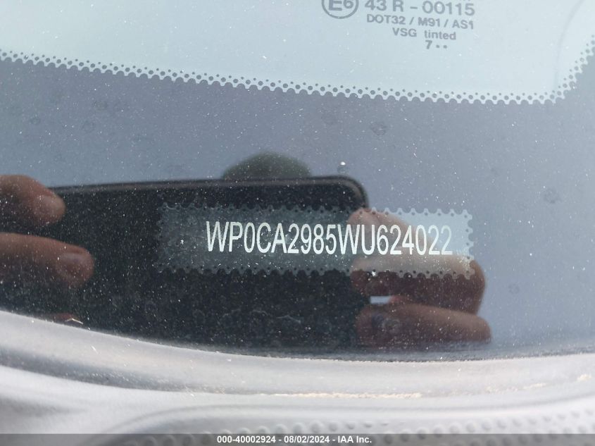 1998 Porsche Boxster VIN: WP0CA2985WU624022 Lot: 40002924