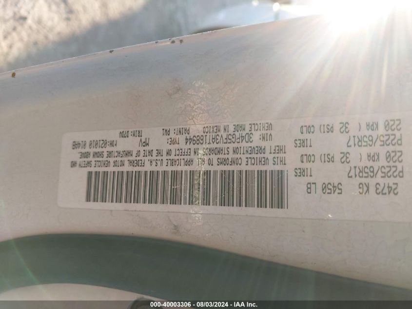 2010 Dodge Journey Sxt VIN: 3D4PG5FV3AT168944 Lot: 40003306