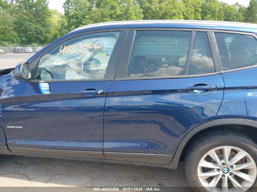 2016 BMW X3 xDrive28I VIN: 5UXWX9C51G0D91947 Lot: 40003566