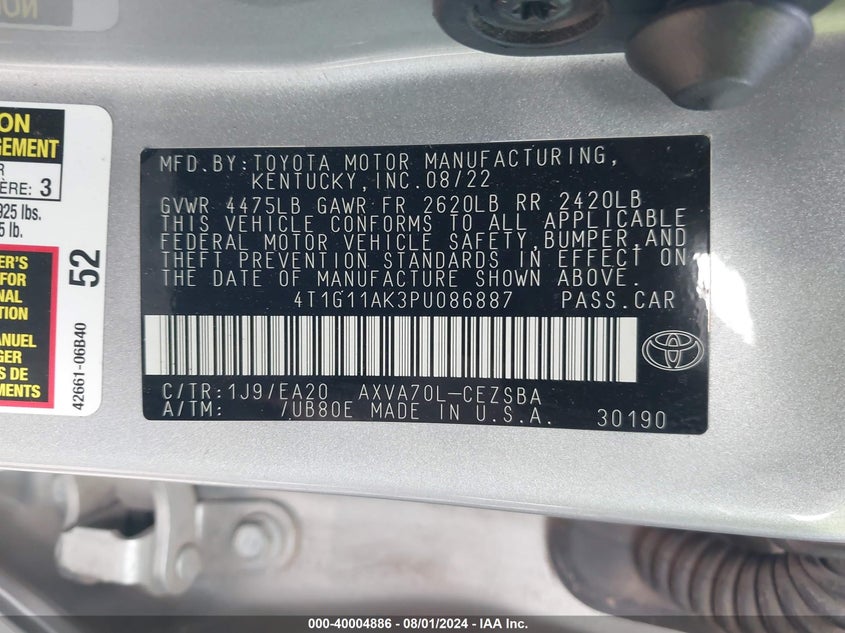 2023 TOYOTA CAMRY SE NIGHT SHADE/SE - 4T1G11AK3PU086887