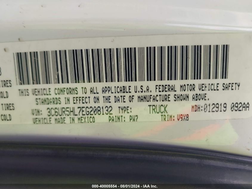 2014 Ram 2500 Tradesman VIN: 3C6UR5HL7EG208132 Lot: 40005554