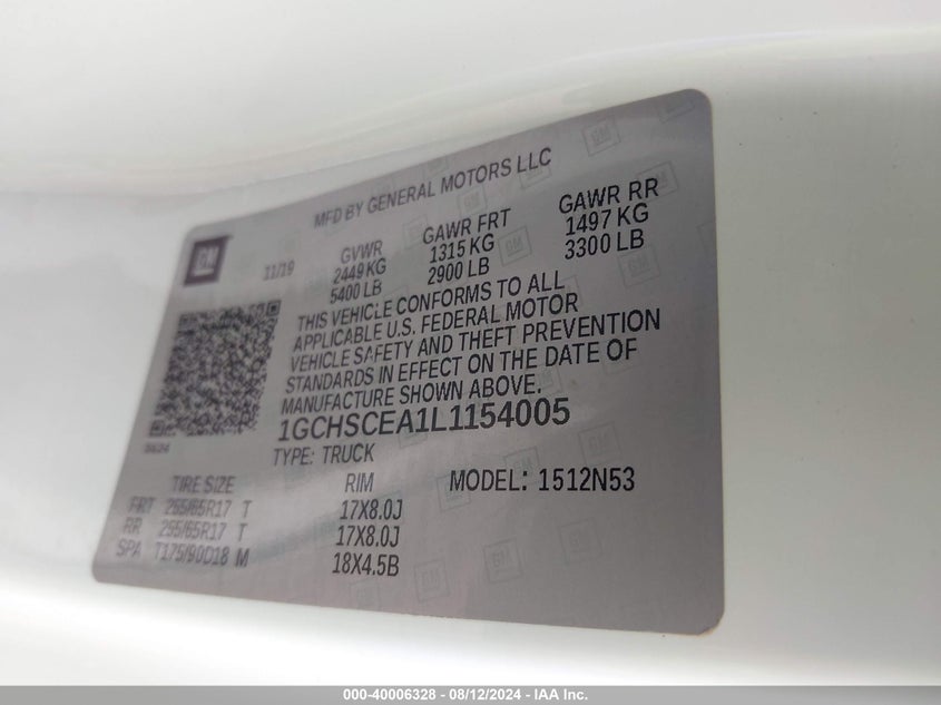 2020 CHEVROLET COLORADO 2WD  LONG BOX LT - 1GCHSCEA1L1154005