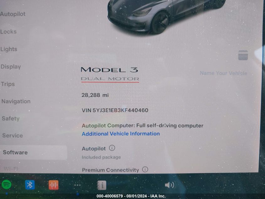 2019 Tesla Model 3 VIN: 5YJ3E1EB3KF440460 Lot: 40006579