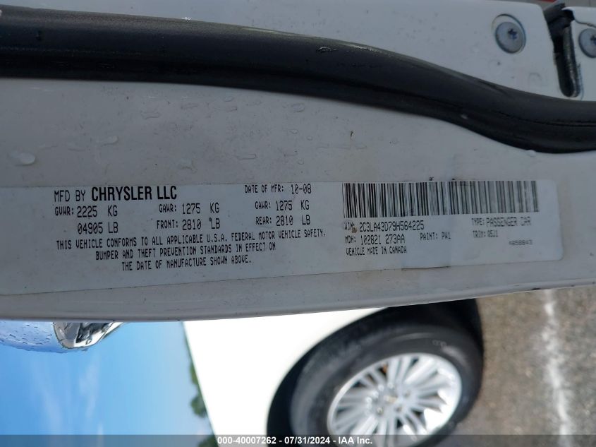 2009 Chrysler 300 Lx VIN: 2C3LA43D79H564225 Lot: 40007262