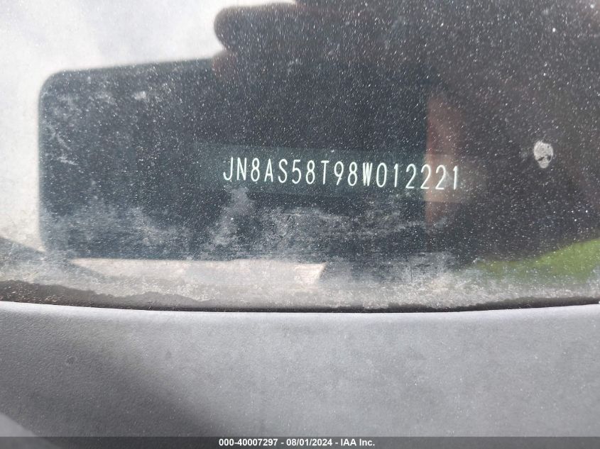 2008 Nissan Rogue Sl VIN: JN8AS58T98W012221 Lot: 40007297