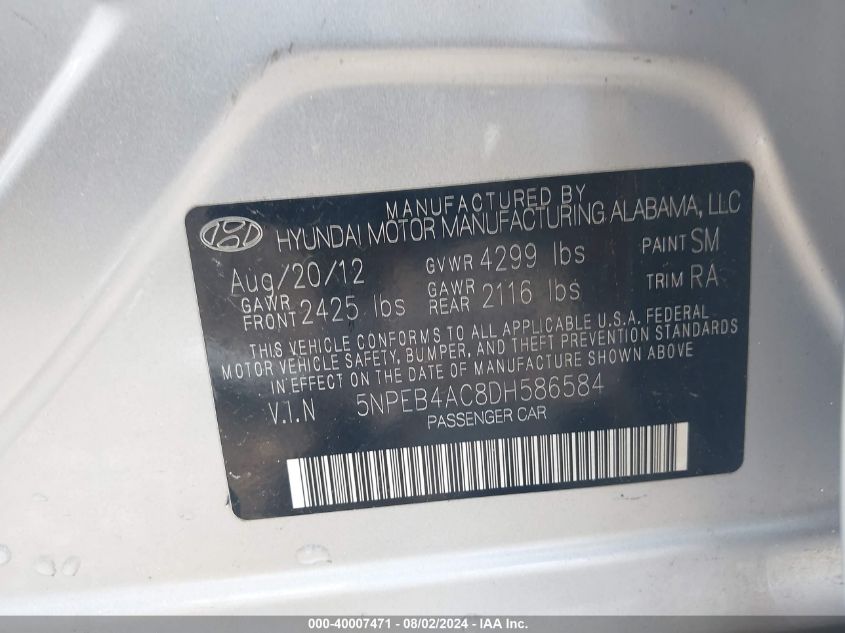 2013 HYUNDAI SONATA GLS - 5NPEB4AC8DH586584