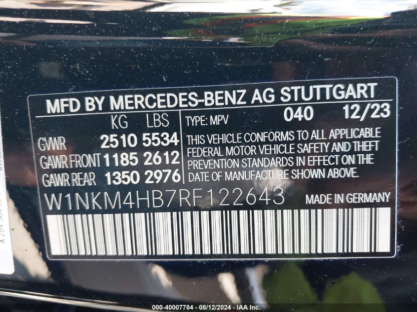 2024 Mercedes-Benz Glc 300 4Matic Suv VIN: W1NKM4HB7RF122643 Lot: 40007784