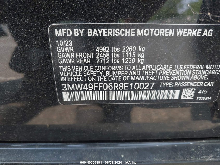 2024 BMW 3 SERIES M340I XDRIVE - 3MW49FF06R8E10027