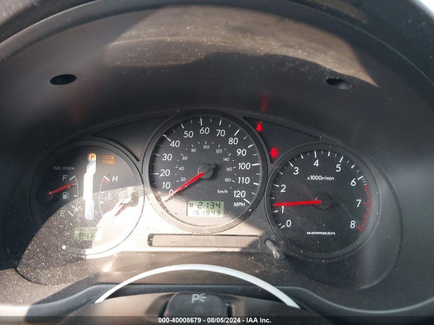 2006 Subaru Impreza 2.5I VIN: JF1GG67676H800317 Lot: 40008679