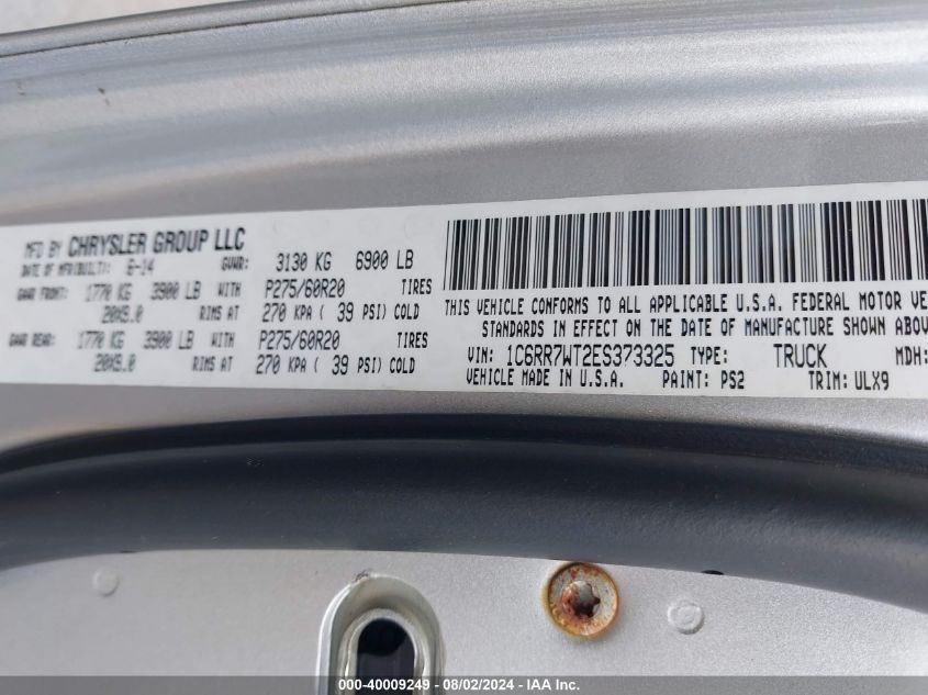 2014 Ram 1500 Longhorn Limited VIN: 1C6RR7WT2ES373325 Lot: 40009249