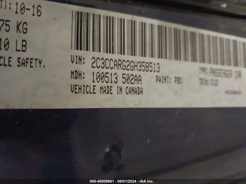 2016 Chrysler 300 Limited VIN: 2C3CCARG2GH358513 Lot: 40009861