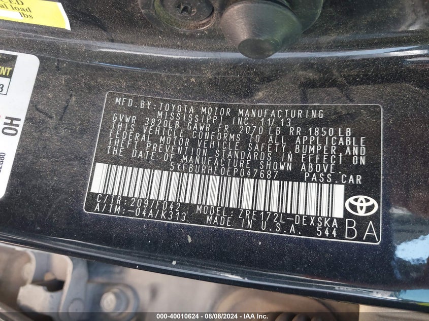 2014 TOYOTA COROLLA S PLUS - 5YFBURHE0EP047687