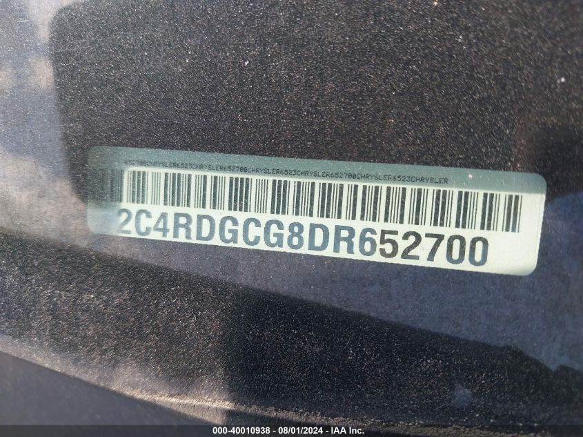 2013 Dodge Grand Caravan Sxt VIN: 2C4RDGCG8DR652700 Lot: 40010938