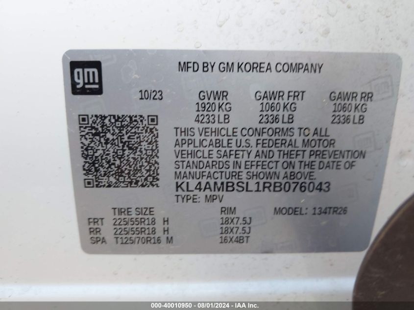 2024 Buick Encore Gx Preferred Fwd VIN: KL4AMBSL1RB076043 Lot: 40010950